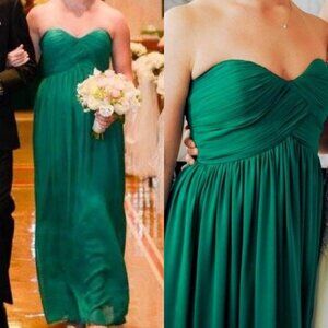 Donna Morgan‎ Collection Green Strapless Ruched Maxi Dress Bridesmaid Size 12
